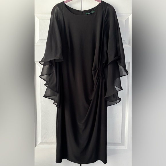 Ralph Lauren Dresses & Skirts - Ralph Lauren Black Sleeveless Dress With Built In Chiffon Cape